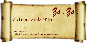 Zsiros Zsófia névjegykártya
